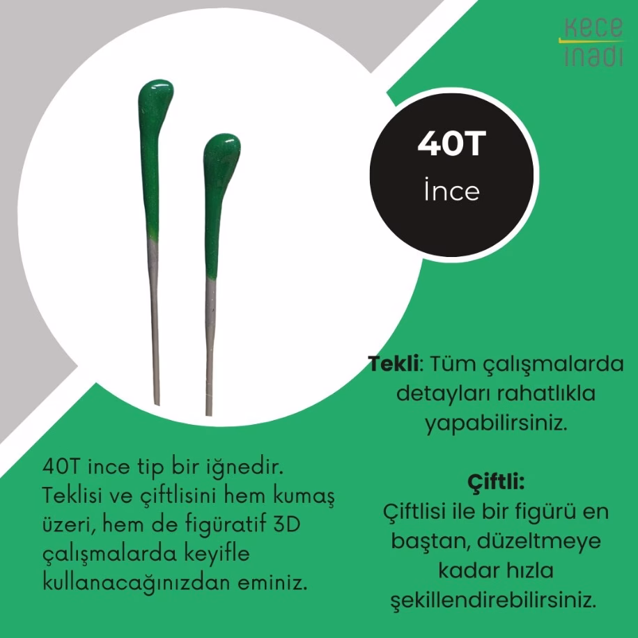 40T Keçe İğnesi - İnce (1 adet) 40T Keçe İğnesi - İnce (1 adet)