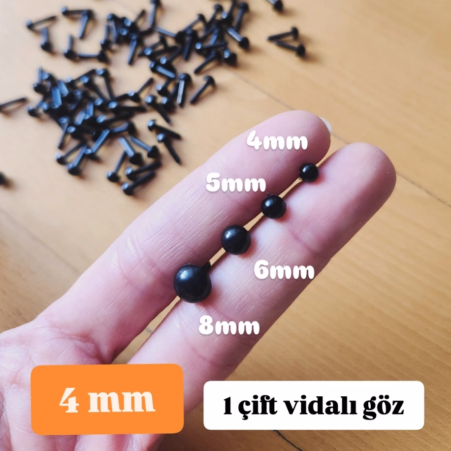 4mm siyah göz - 1 çift 4mm siyah göz - 1 çift