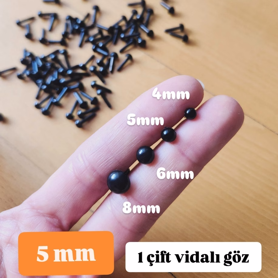 5mm siyah göz - 1 çift 5mm siyah göz - 1 çift