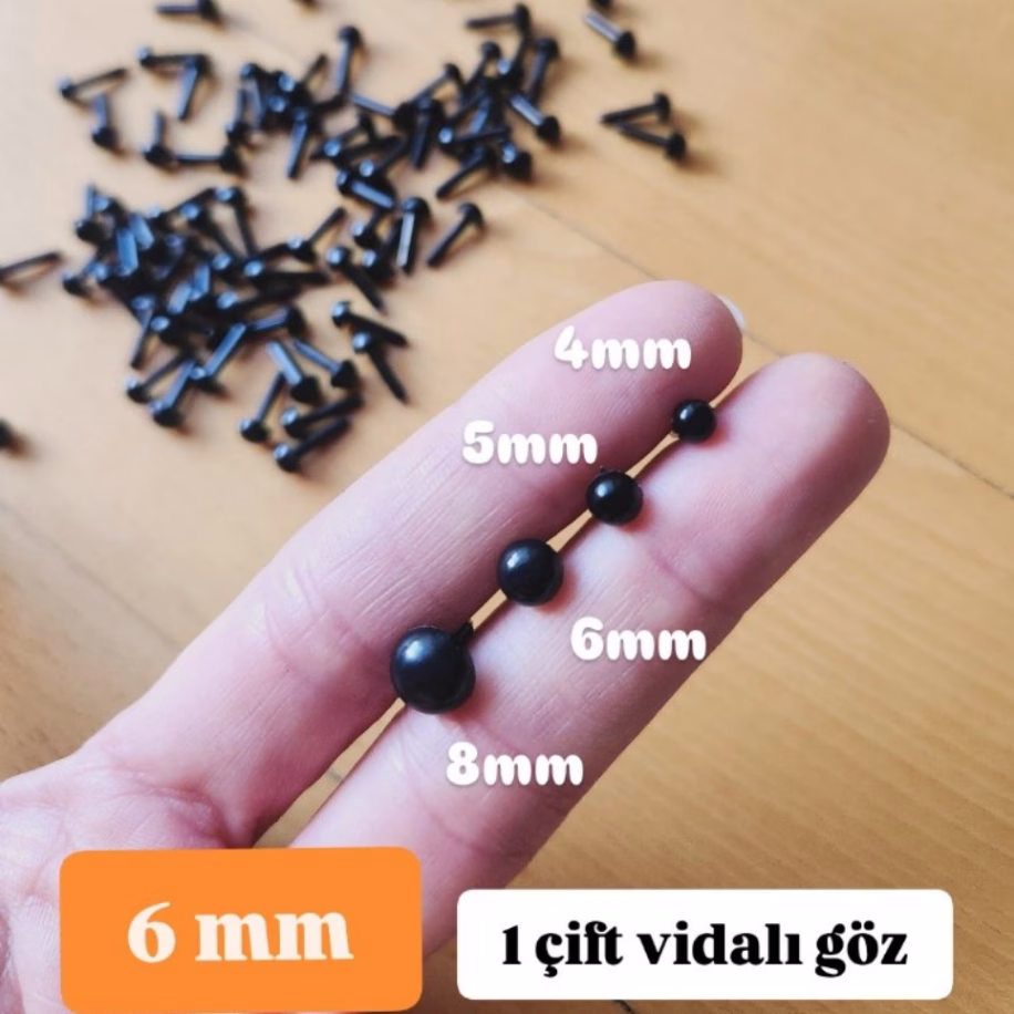 6mm siyah göz - 1 çift 6mm siyah göz - 1 çift