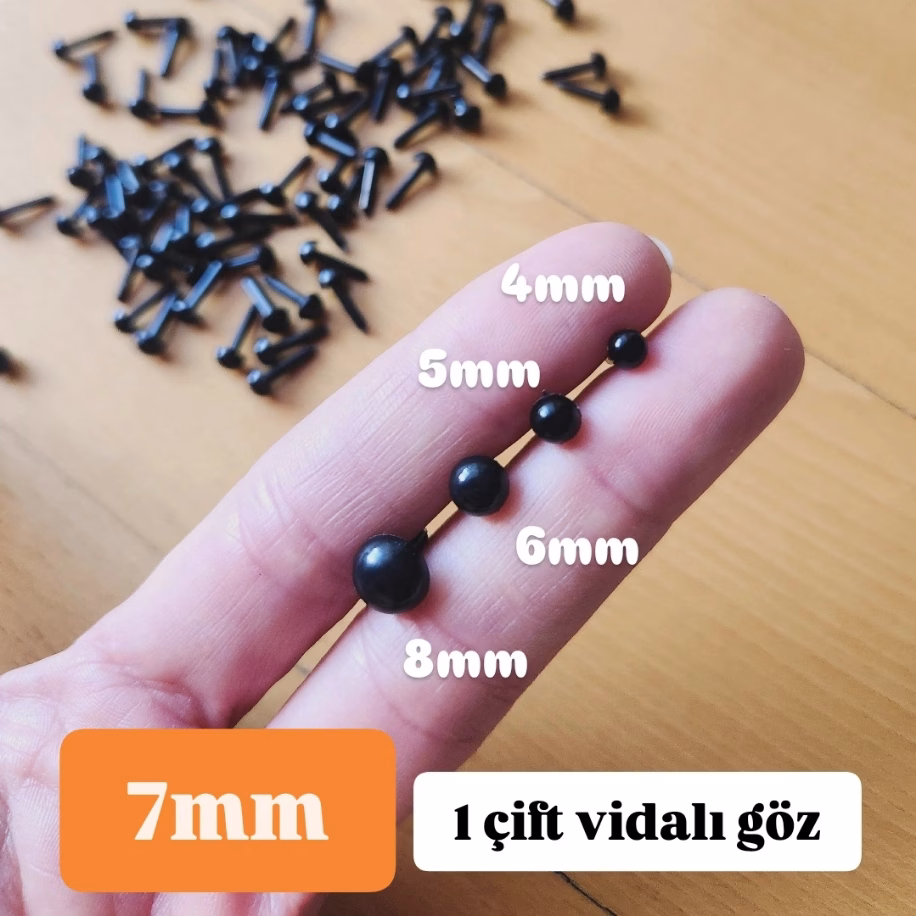 7mm siyah göz - 1 çift 7mm siyah göz - 1 çift